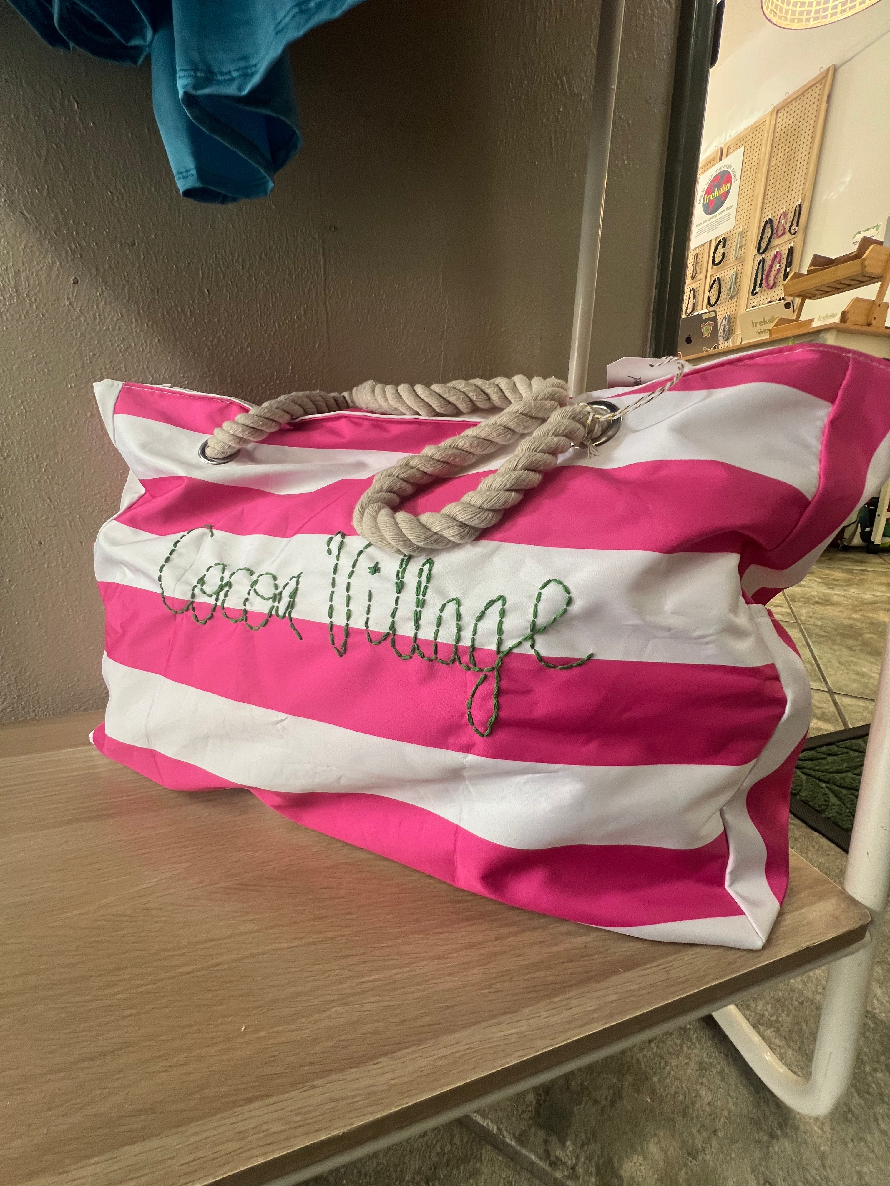 Hand-embroidered beach bag