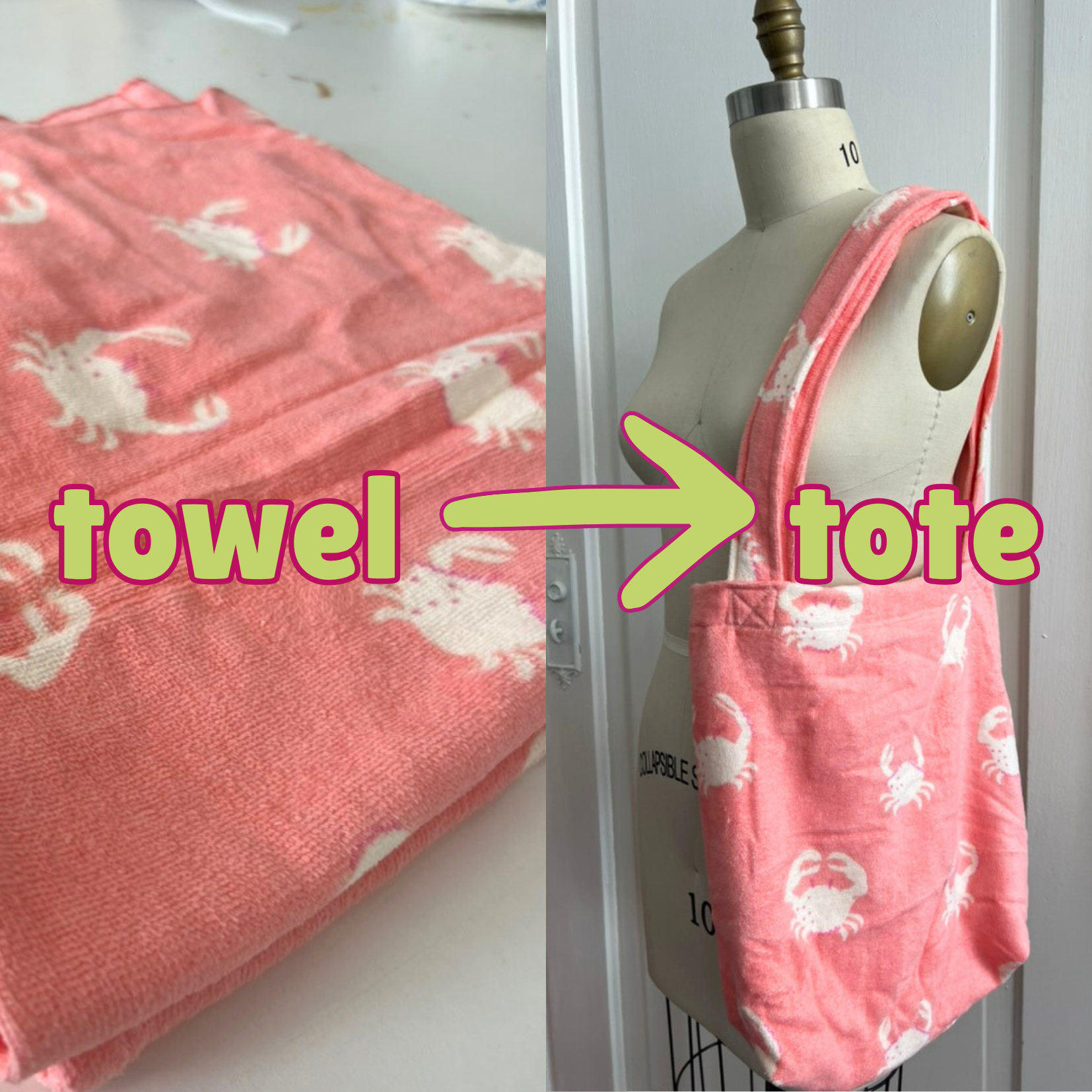 Towel to tote upcycle workshop